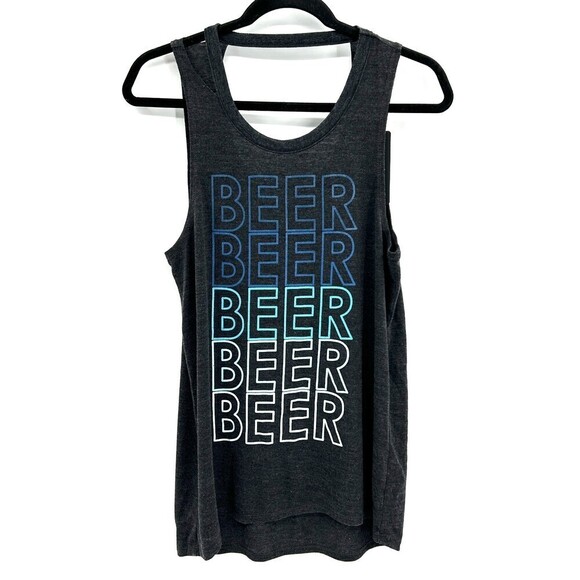 NWT CHASER Beer Beer Beer Gray Blue Open Back Soft Summer Tank Top Size Medium - Picture 3 of 7